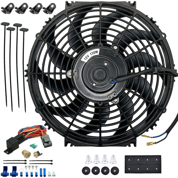 12-13 Inch 130w Electric Radiator Fan Thread-In Probe Temperature Switch Kit