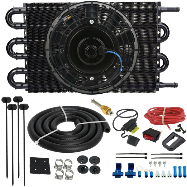 6 Pass 6AN Transmission Oil Cooler Electric Fan 12V Rocker Switch Wiring Kit
