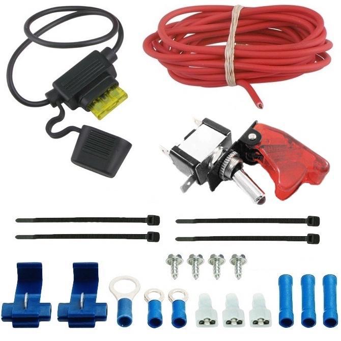 13 Row Engine Transmission Oil Cooler 6" Inch Electric Cooling Fan 12 Volt Red Toggle Switch Wiring Kit - American Volt