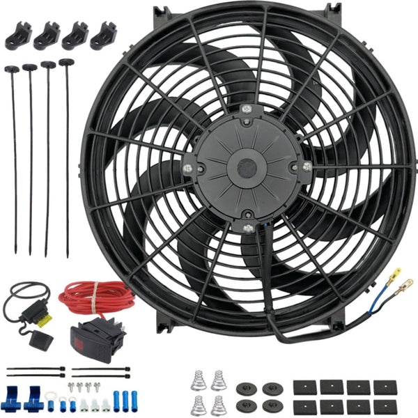14-15" Inch Upgraded 180w Electric Radiator Cooling Fan 12 Volt Manual Toggle Red Rocker Switch Wiring Kit - American Volt