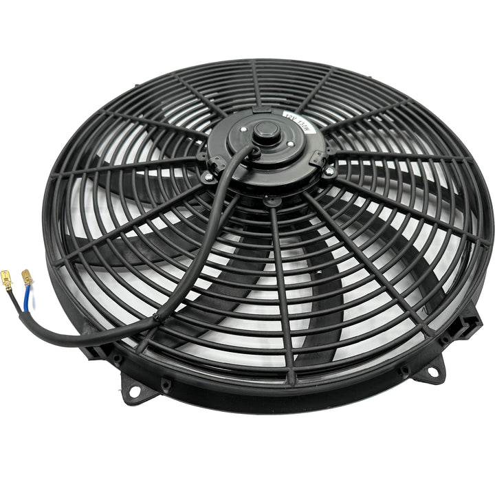Dual 16-17" Inch Electric Engine Radiator Cooling Fans In-Hose AN Fitting Thermostat Temp Switch Kit - American Volt