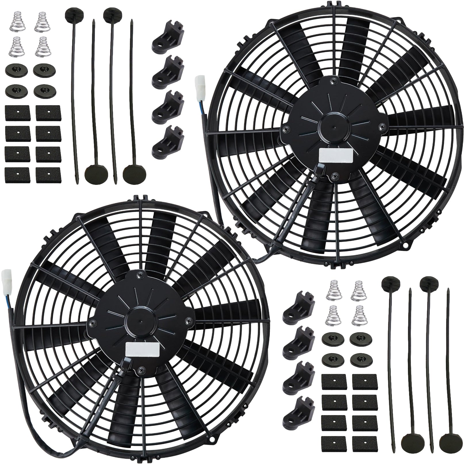 Dual 10-11 Inch 180w Motor Electric Radiator Fan Reversible Straight B ...