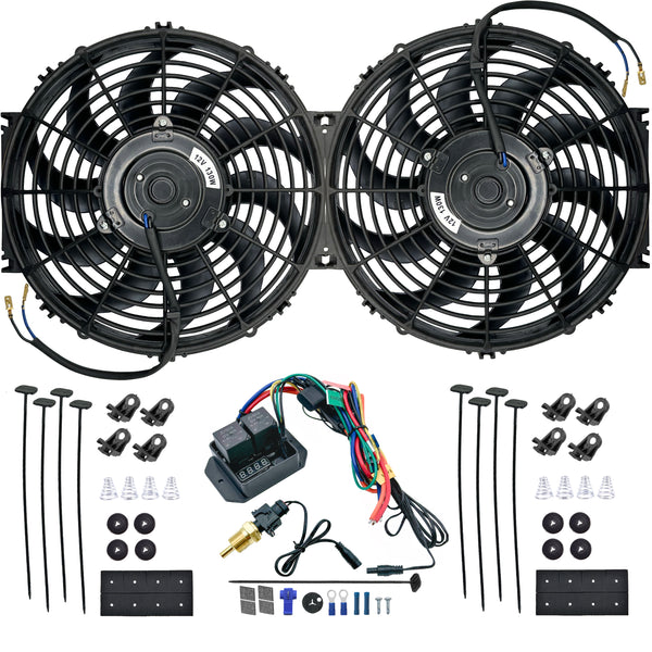 Dual 12-13 Inch 130w Electric Fan Digital Adjustable Temperature Switch Controller