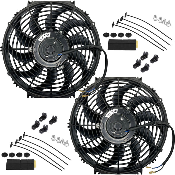Dual 12-13 Inch 130w Motor 12 Volt Radiator Cooling Reversible Electric Fans