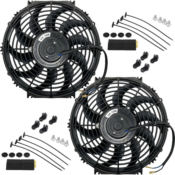 Double moteur 12-13 pouces 130w, radiateur 12 volts, ventilateurs électriques réversibles de refroidissement