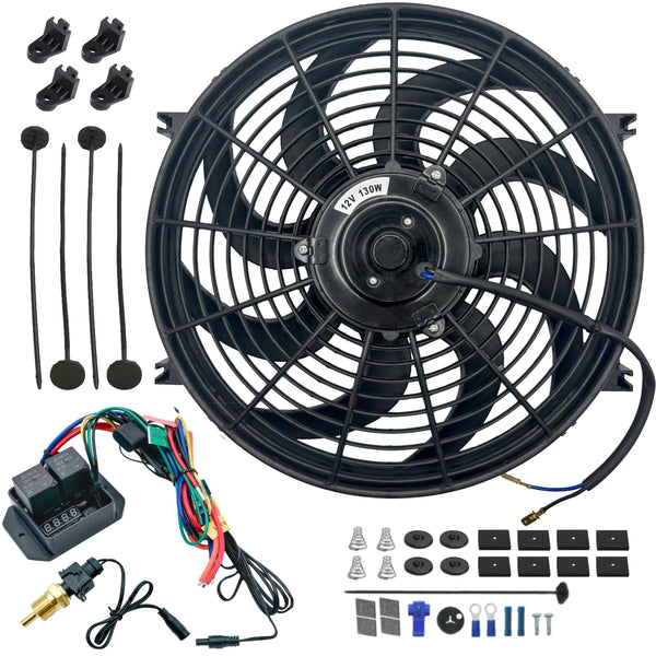 Two 14-Inch Electric Radiator Cooling Fans – 1840 CFM Each, 12V With Mounting Kits
