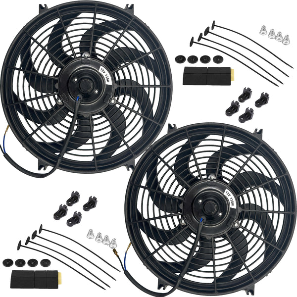 Dual 14-15 Inch 130 Watt Motor Reversible Engine Radiator Electric Fans