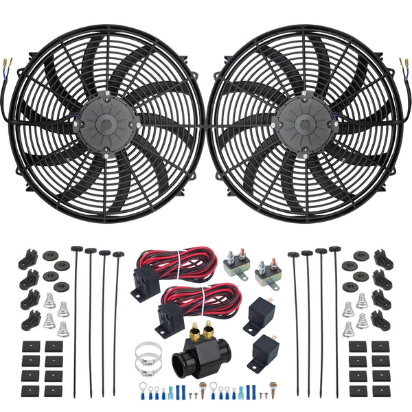 Kit de commutateur de température de ventilateur électrique à 2 étages, radiateur ID de 1.5 pouces, dans le tuyau