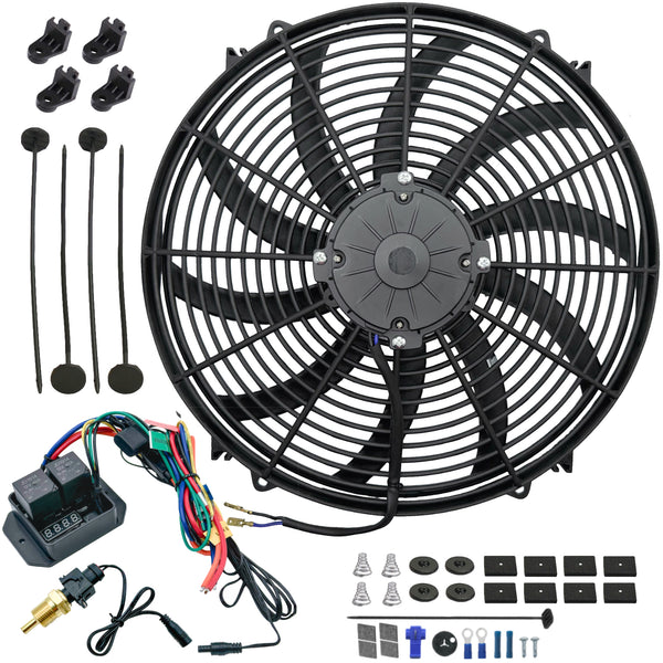 16-17 Inch 180w Electric Fans Digital Adjustable NPT Thermostat Temp Switch Kit