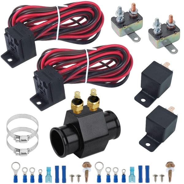 44mm Radiator Hose Adapter Dual 1/8 NPT Electric Fan Thermostat Switch Kit