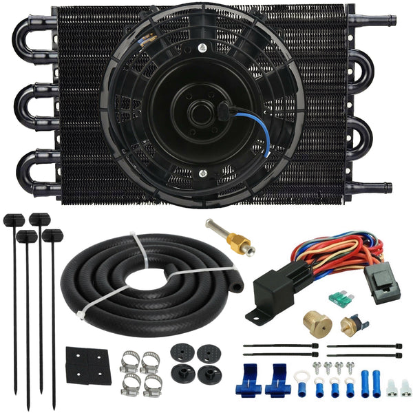 6 Row 3/8" Transmission Cooler Electric Fan NPT Temperature Switch Wiring Kit