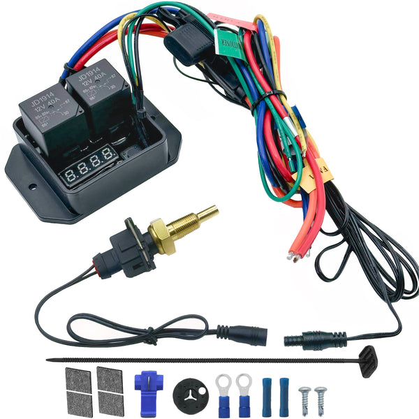 Digital Adjustable Electric Fan Controller NPT Thermostat Temp Switch Wiring Kit