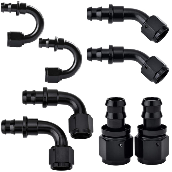 0-180 Degree Transmission Oil Cooler Hose Line Push-On Barbed Fitting Adapters