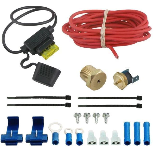 10-11" Inch Electric Auto Radiator Cooling Fan Thermostat Temperature Switch In-Line Fuse Wire Kit - American Volt