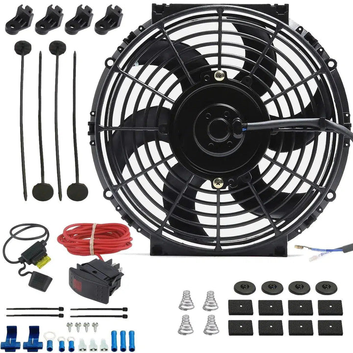 10-11" Inch 130w Motor Electric Cooling Reversible Fan 12 Volt Manual Toggle Rocker Switch Wiring Kit - American Volt