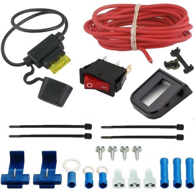 10-11" Inch 90w Electric Car Truck Radiator Cooling Fan 12 Volt Red Light Toggle Rocker Switch Wiring Kit - American Volt