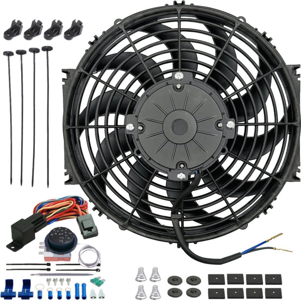 12-13" Inch 180w Electric Radiator Cooling Fan Adjustable Fin Probe Thermostat Temp Controller Kit - American Volt