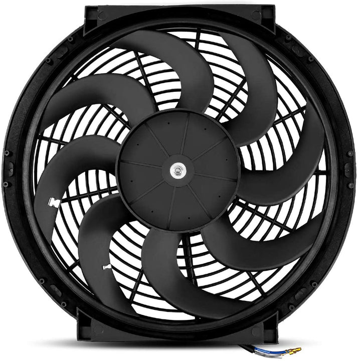 14-15" Inch 180w Electric Cooling Fan 12 Volt Push-In Radiator Fin Probe Thermostat Temp Switch Kit - American Volt