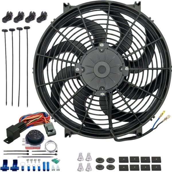 14-15" Inch 180w Electric Radiator Cooling Fan Adjustable Fin Probe Thermostat Temp Controller Kit - American Volt