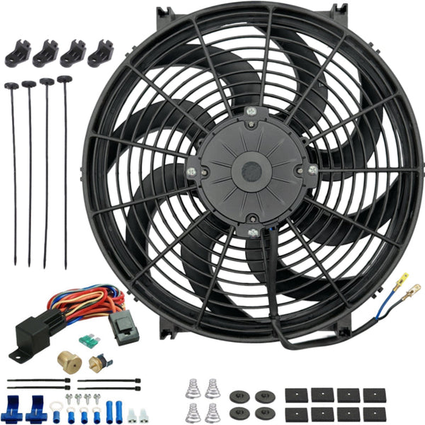 14-15" Inch 180w Electric Radiator Cooling Fan Thread-In Probe Thermostat Temperature Switch Wire Kit - American Volt