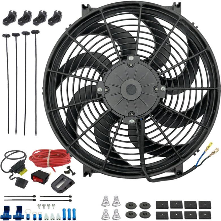 14-15" Inch 180w Motor Electric Car Truck Radiator Cooling Fan 12V Red Light Toggle Rocker Switch Wiring Kit - American Volt