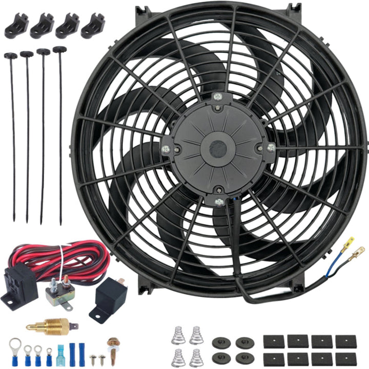14-15" Inch 180w Motor Electric Cooling Radiator Fan 12 Volt High CFM Thermostat Wiring Switch Kit - American Volt