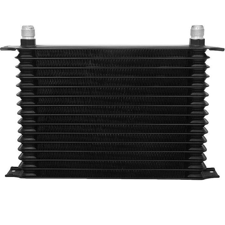 15 Row Engine Transmission Oil Cooler 8" Electric Fan In-Line AN Fitting Thermostat Temp Switch Kit - American Volt