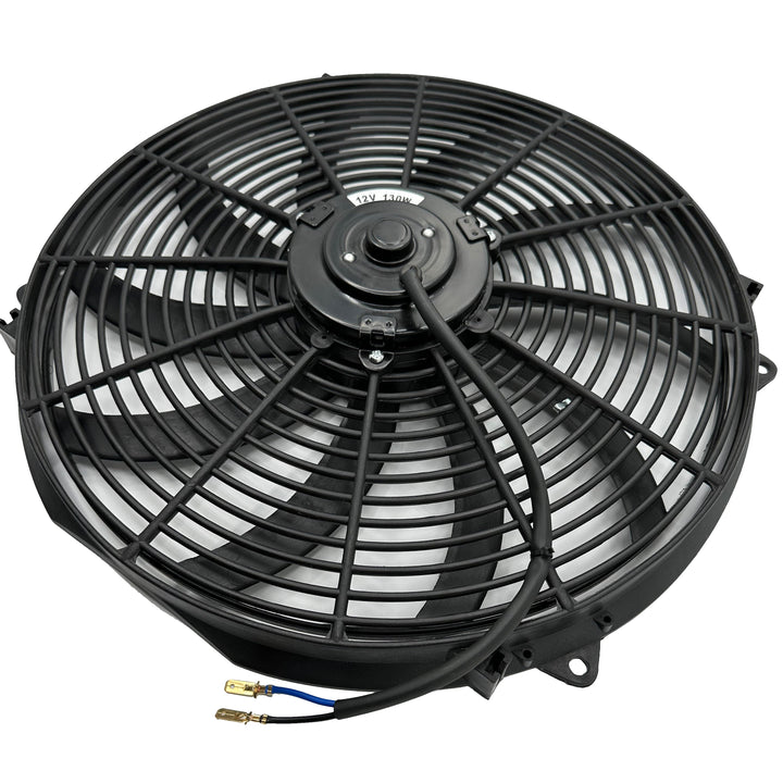16-17" Inch Electric Engine Radiator Cooling Fan In-Line AN Hose Fitting Thermostat Temperature Switch Wire Kit - American Volt