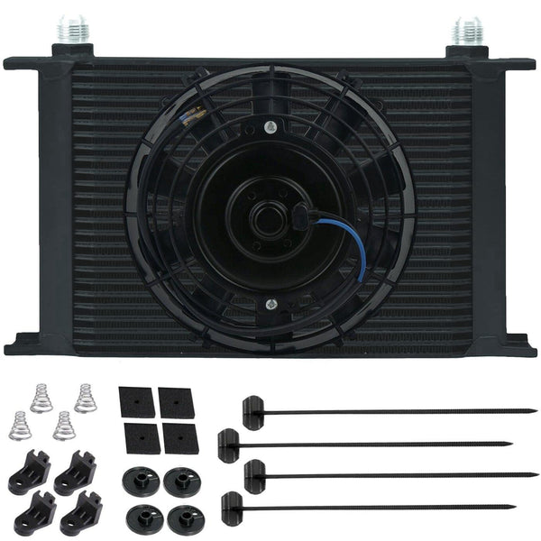 25 Row Heavy Duty Aluminum Auto Car Truck Engine Transmission Cooler 6" Inch Electric Fan Kit - American Volt