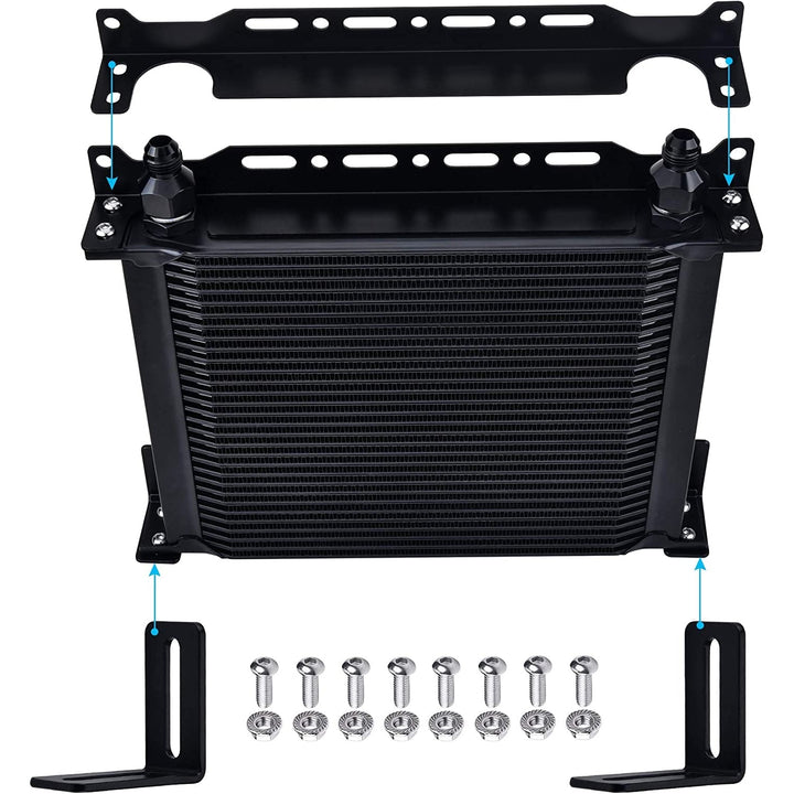 330mm/13 inch Black Aluminum Alloy Engine Transmission Oil Cooler Mounting Bracket Kit - American Volt