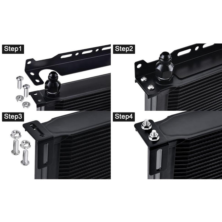 330mm/13 inch Black Aluminum Alloy Engine Transmission Oil Cooler Mounting Bracket Kit - American Volt