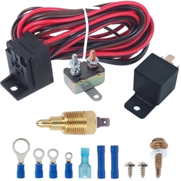 34 Row Engine Transmission Oil Cooler 9" Inch Electric Fan 12 Volt Engine Cooling Thread-In Grounding Thermostat Switch Kit - American Volt