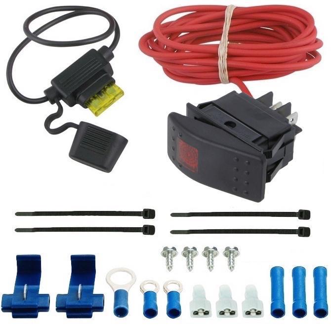 7-8" Inch Electric Engine Transmission Cooling Fan 12 Volt Toggle Red Rocker Switch Wiring Kit - American Volt