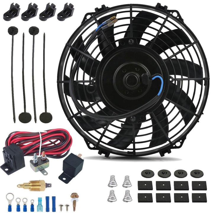 9" Inch Electric Fan 12 Volt Engine Cooling Thread-In Grounding Thermostat Switch Kit - American Volt