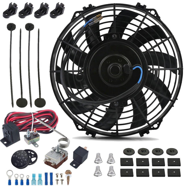 9" Inch Electric Radiator Cooling Fan 12 Volt Adjustable Thermostat Controller Switch Kit - American Volt