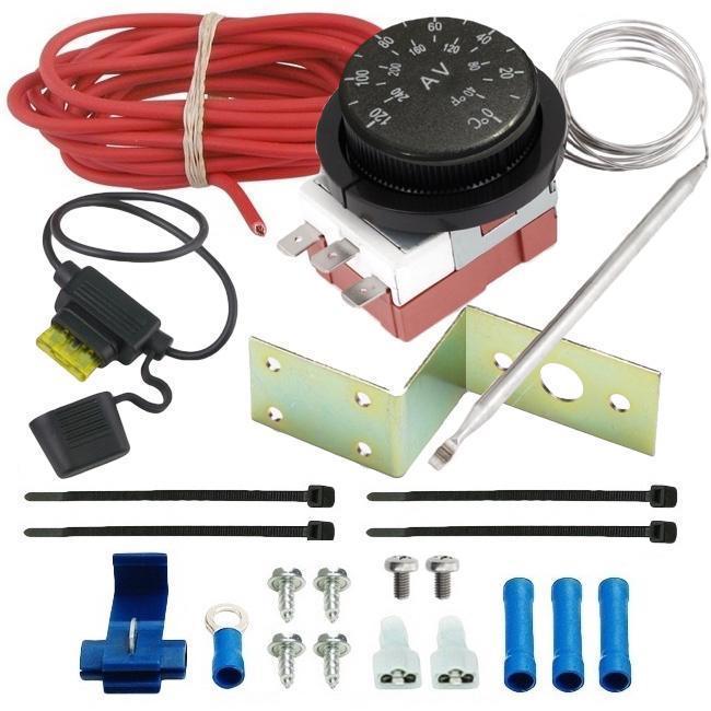 Adjustable Thermostat Temp Switch Radiator Electric Cooling Fan 32-248'F Thermal Sensor Wiring Kit - American Volt