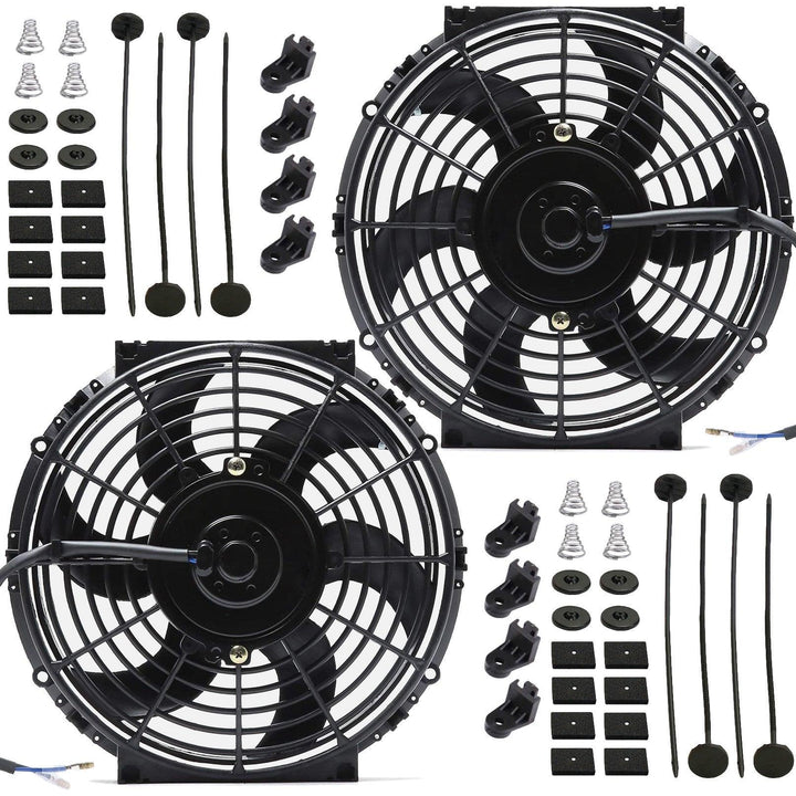 Dual 10-11" Inch Electric Fans 12 Volt Engine Radiator Cooling Upgraded 90 Watt Motor High CFM - American Volt