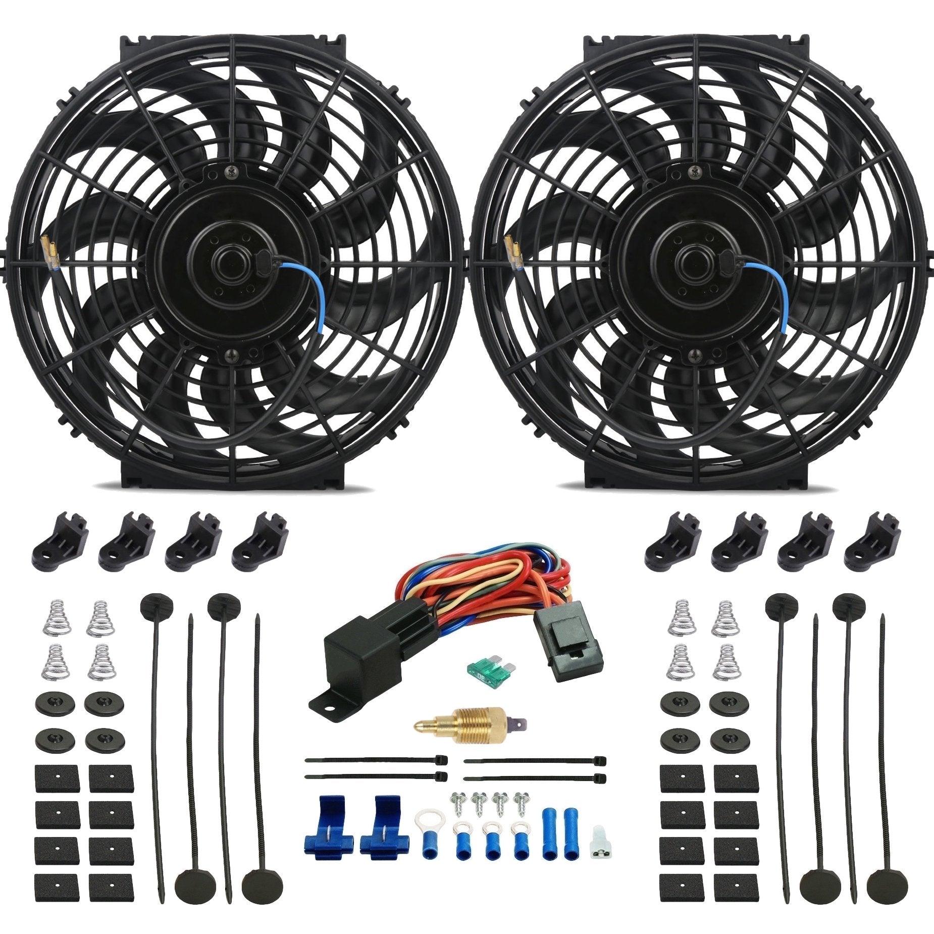 Dual 12-13 Inch 90w Reversible Electric Radiator Fan Temperature Switc ...