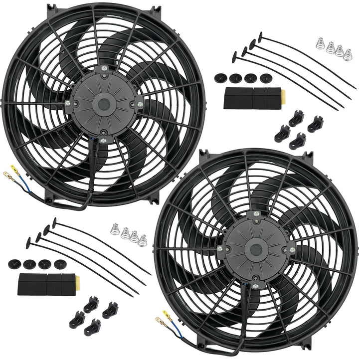 Dual 14-15" Inch Electric Fans 12 Volt Radiator Cooling Fan Upgraded 180W Motor Highest Flow CFM - American Volt