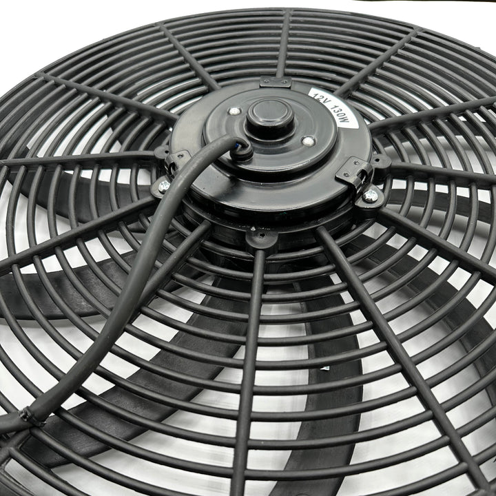 Dual 16-17" Inch 130w Electric Radiator Cooling Fans Grounding Thermostat Temp Switch Wiring Kit - American Volt