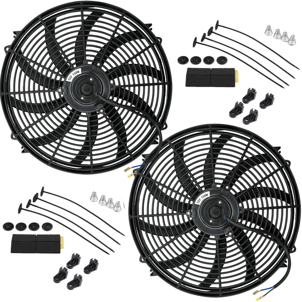 Dual 16-17" Inch Electric Fans 12 Volt Radiator Cooling Fan Upgraded 130W Motor Best High CFM - American Volt
