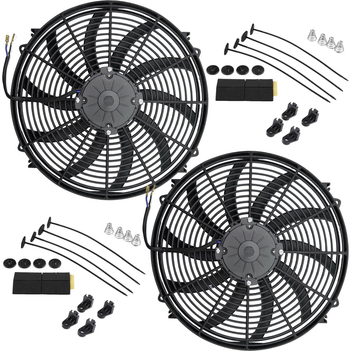 Dual 16-17" Inch Electric Fans 12 Volt Radiator Cooling Fan Upgraded 180W Motor Highest Flow CFM - American Volt