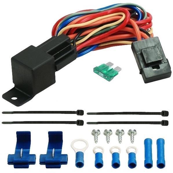 Dual Electric Fan Automotive Engine Cooling Thermostat Switch Relay In-Line Fuse Wiring Harness Kit - American Volt