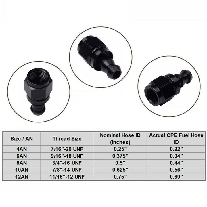 Straight 0 Degree 2 Pack Engine Transmission Oil Cooler In-Line Hose End Push-On Barbed Lock Fittings - American Volt
